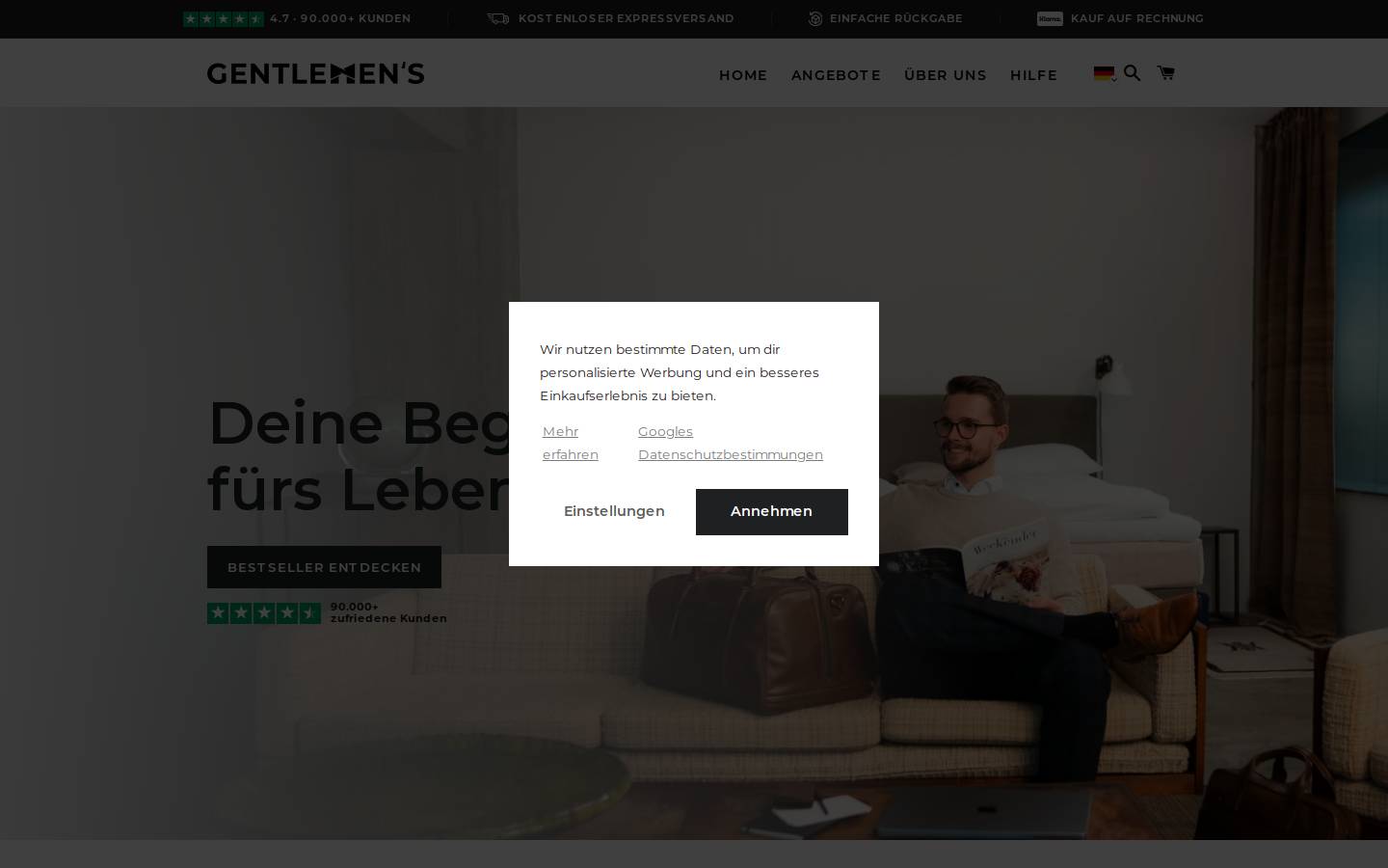 GENTLEMEN'S homepage screenshot