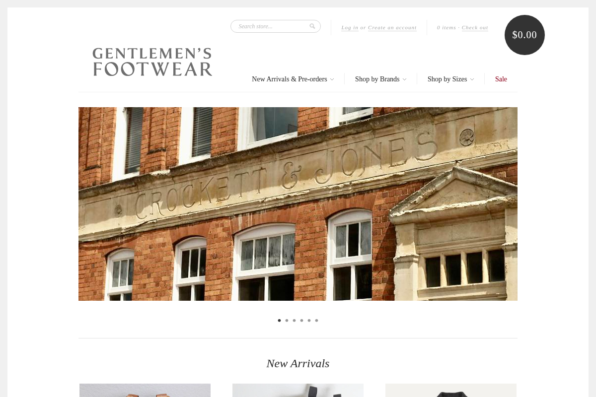 Gentlemens Footwear homepage screenshot
