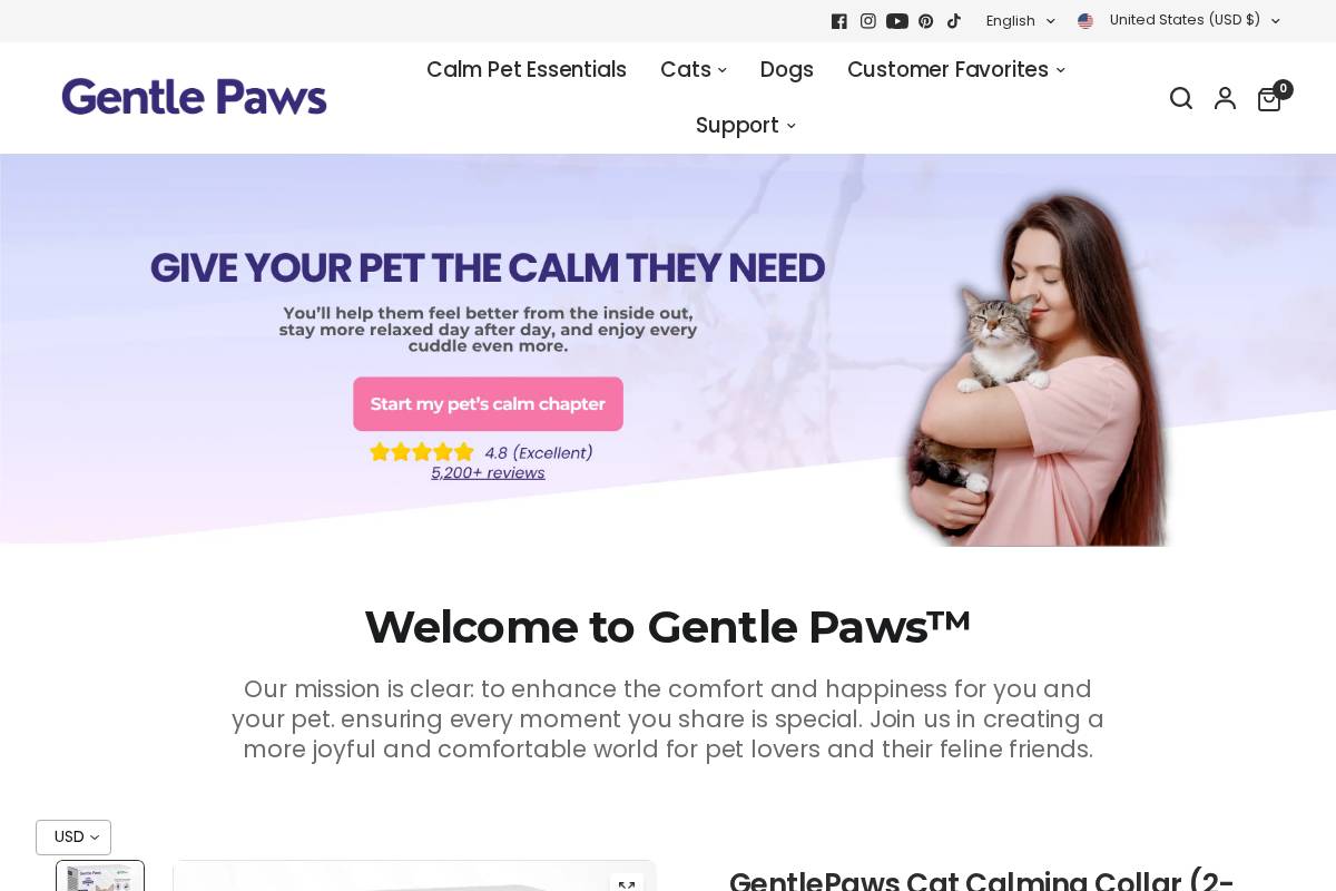 Gentle Paws Supplies homepage screenshot