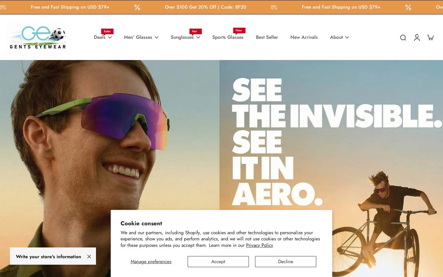 Gentseyewear homepage screenshot