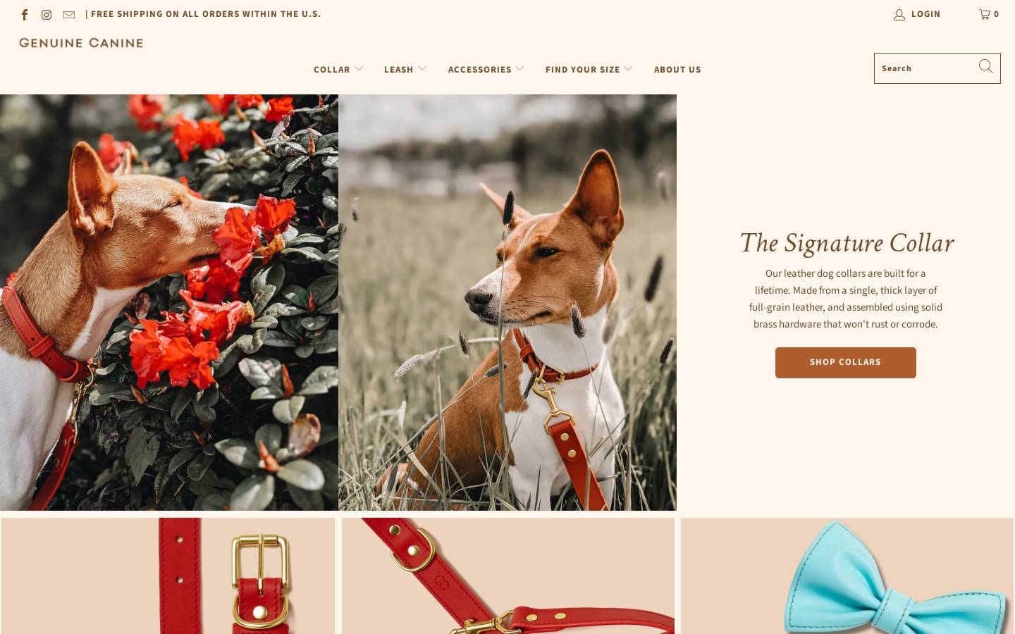 Genuine Collars homepage screenshot
