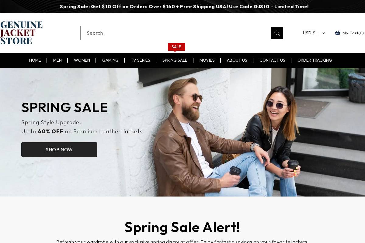 Genuine Jacket Store homepage screenshot