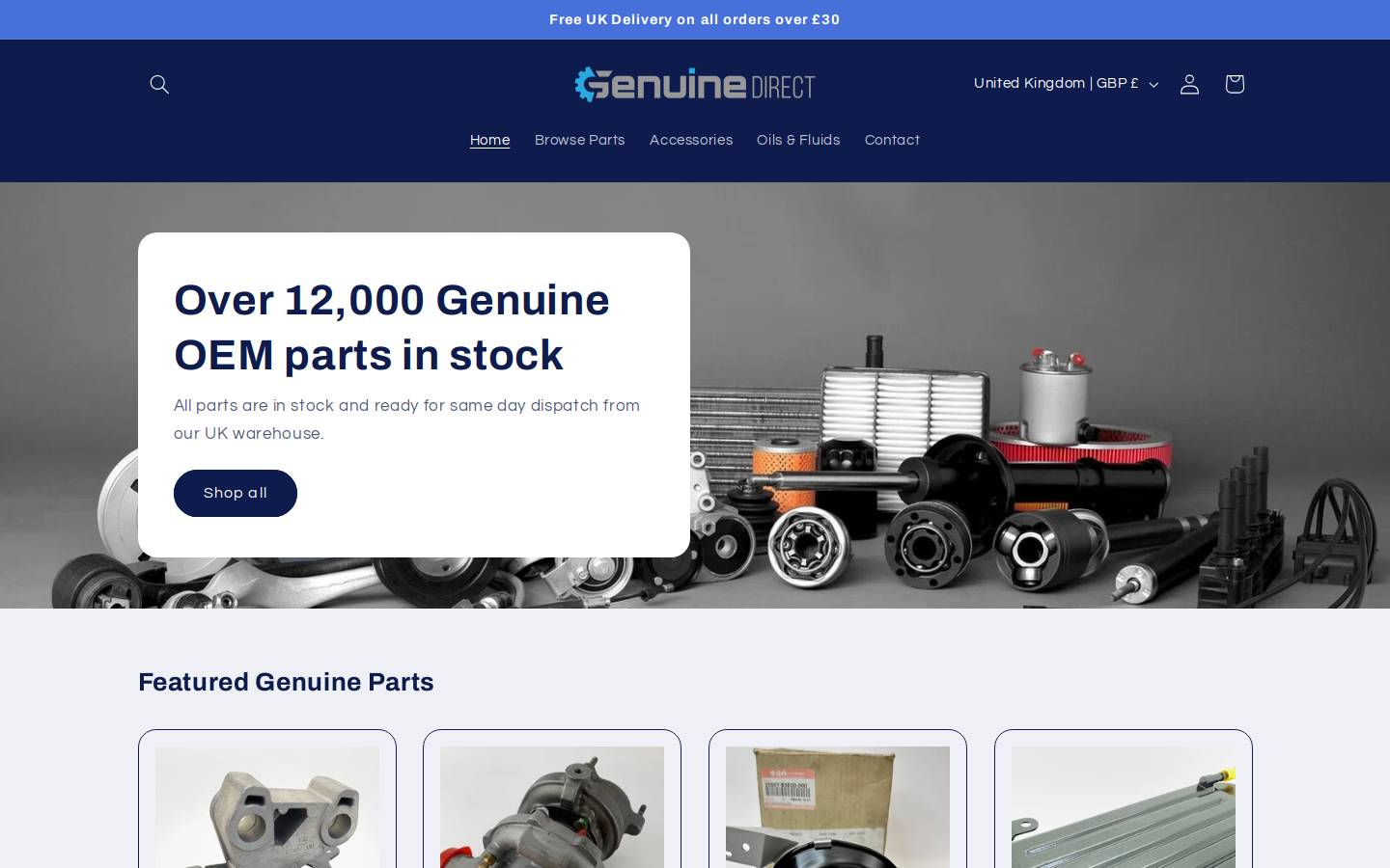 genuineparts.co.uk homepage screenshot