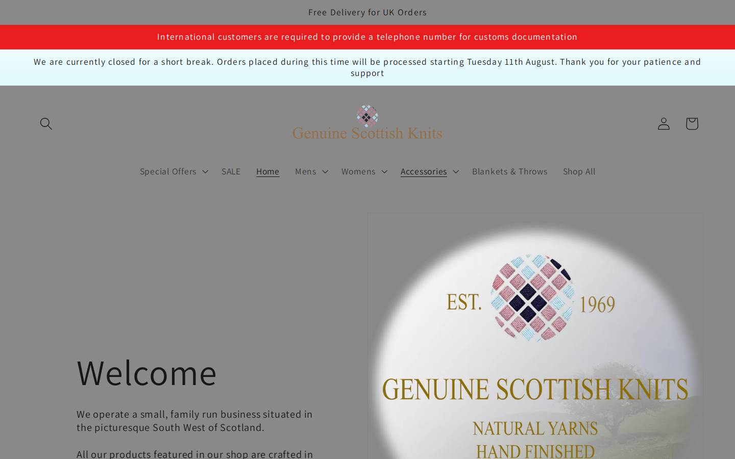 Genuinescottishknits homepage screenshot