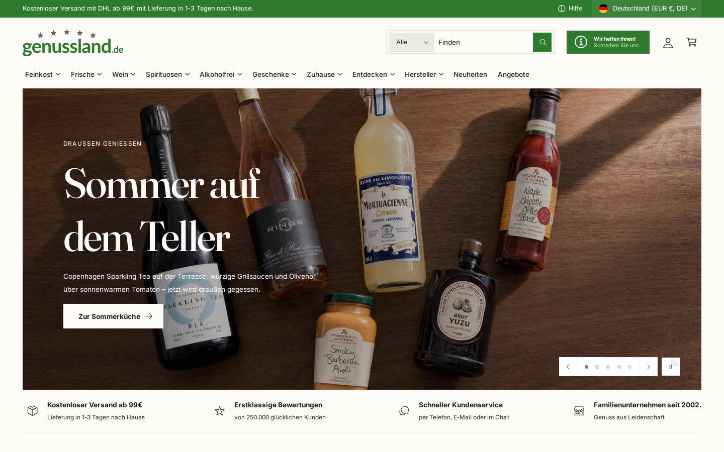 genussland homepage screenshot