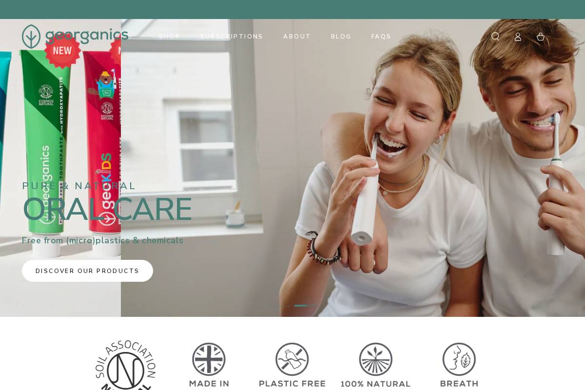 Georganics homepage screenshot