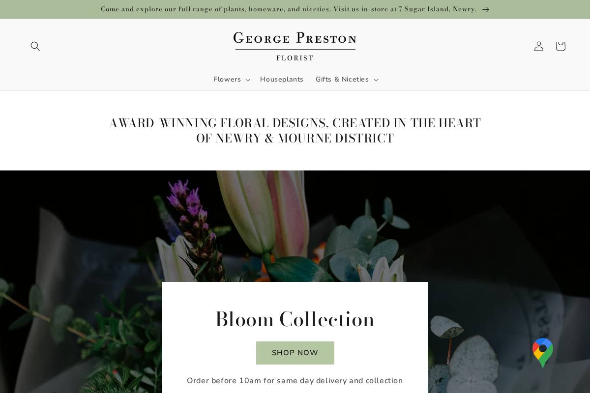 georgeprestonflorist.co.uk homepage screenshot