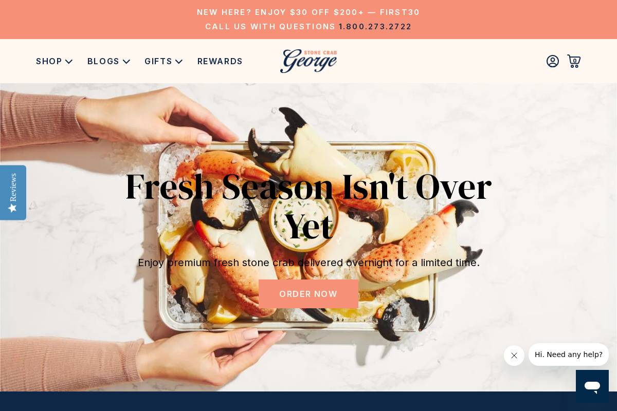 georgestonecrabs.com homepage screenshot
