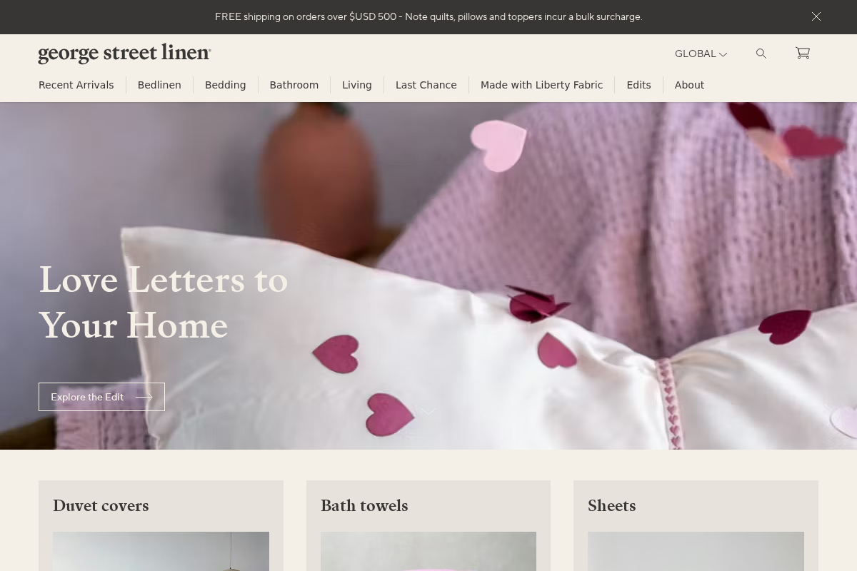 georgestreetlinen.com homepage screenshot