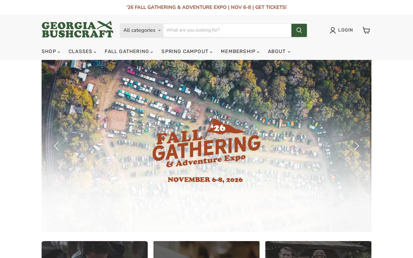 georgiabushcraft.com homepage screenshot