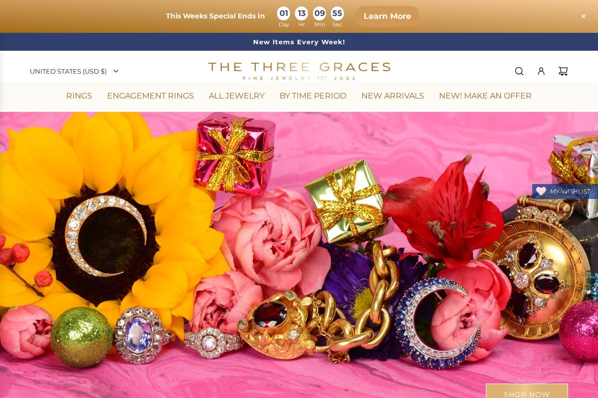 Antique Jewelry from The Three Graces | Georgian Jewelry homepage screenshot