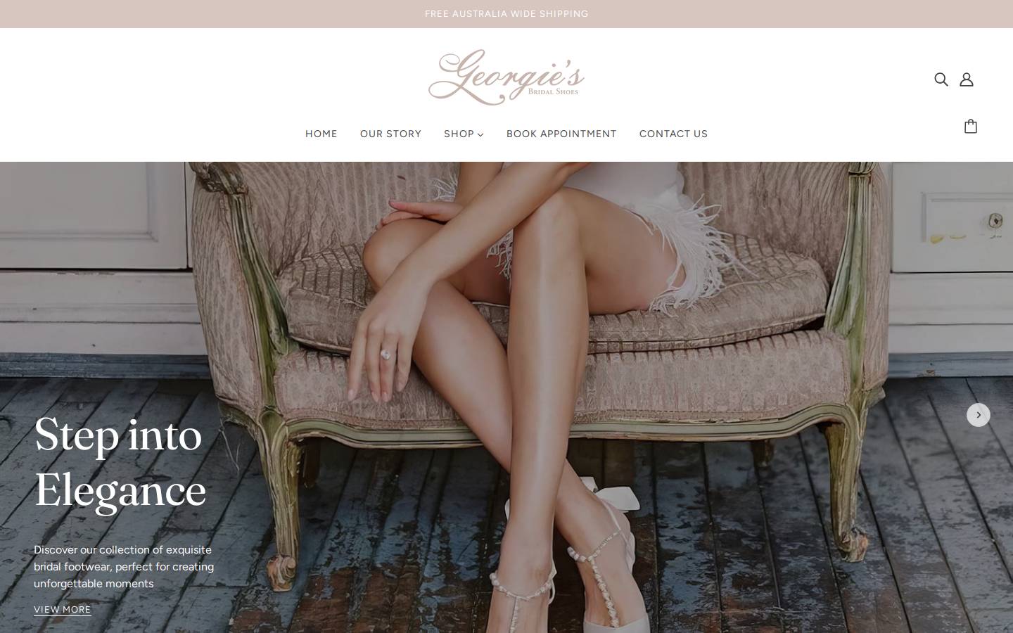 georgiesbridalshoes.com.au homepage screenshot