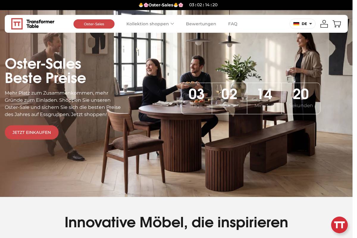 ger.transformertable.com homepage screenshot