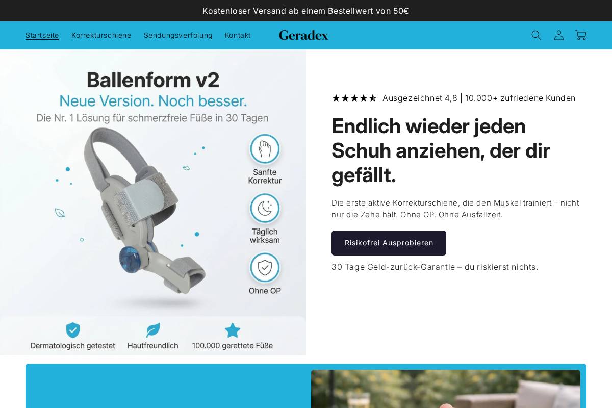 Geradex homepage screenshot
