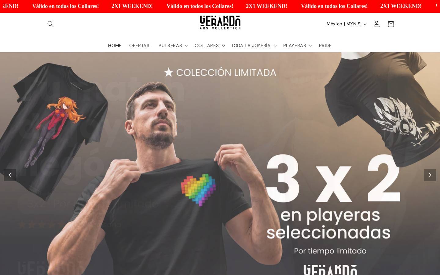 gerardoarscollection.com homepage screenshot