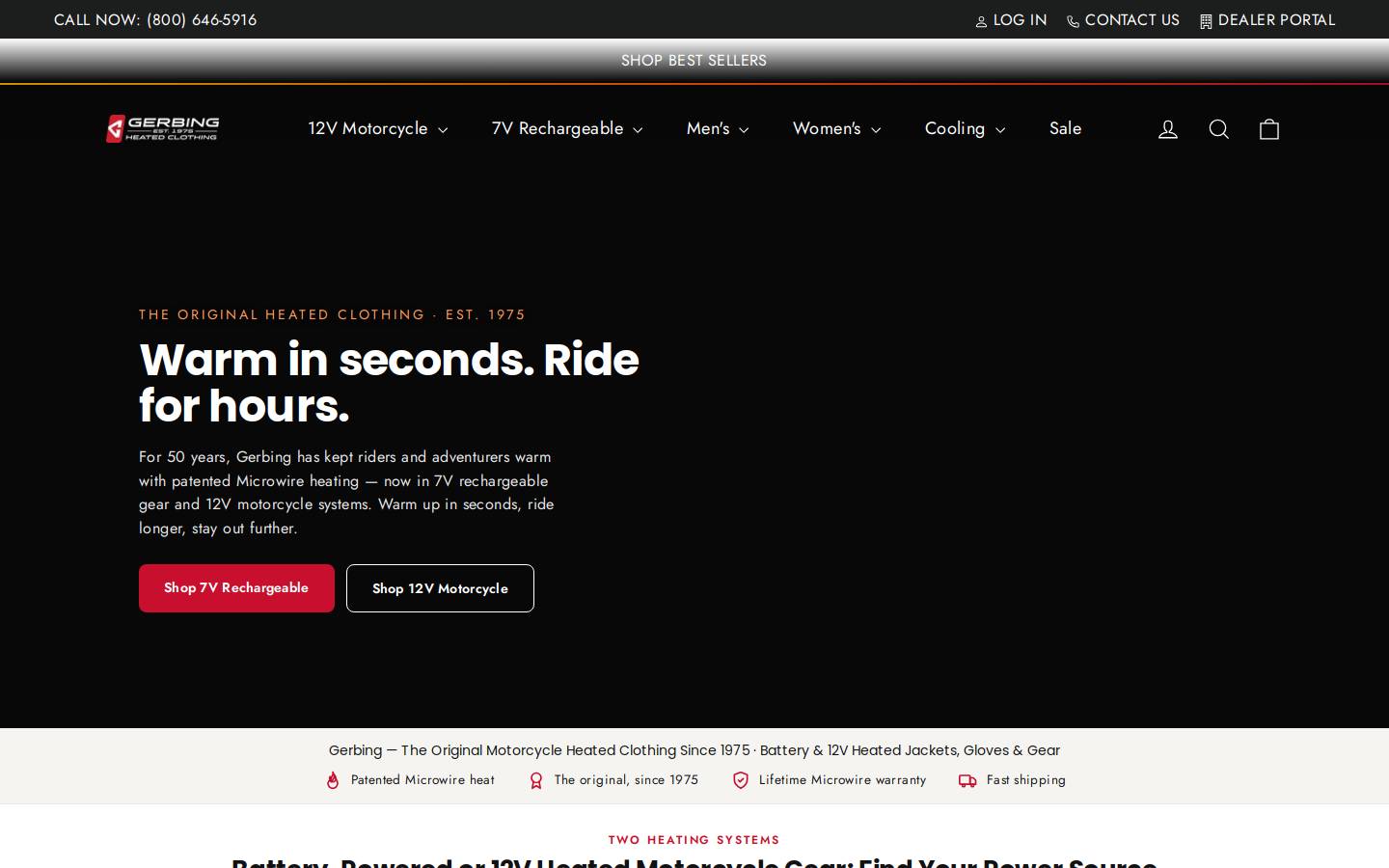 Gerbing's Heated Clothing homepage screenshot