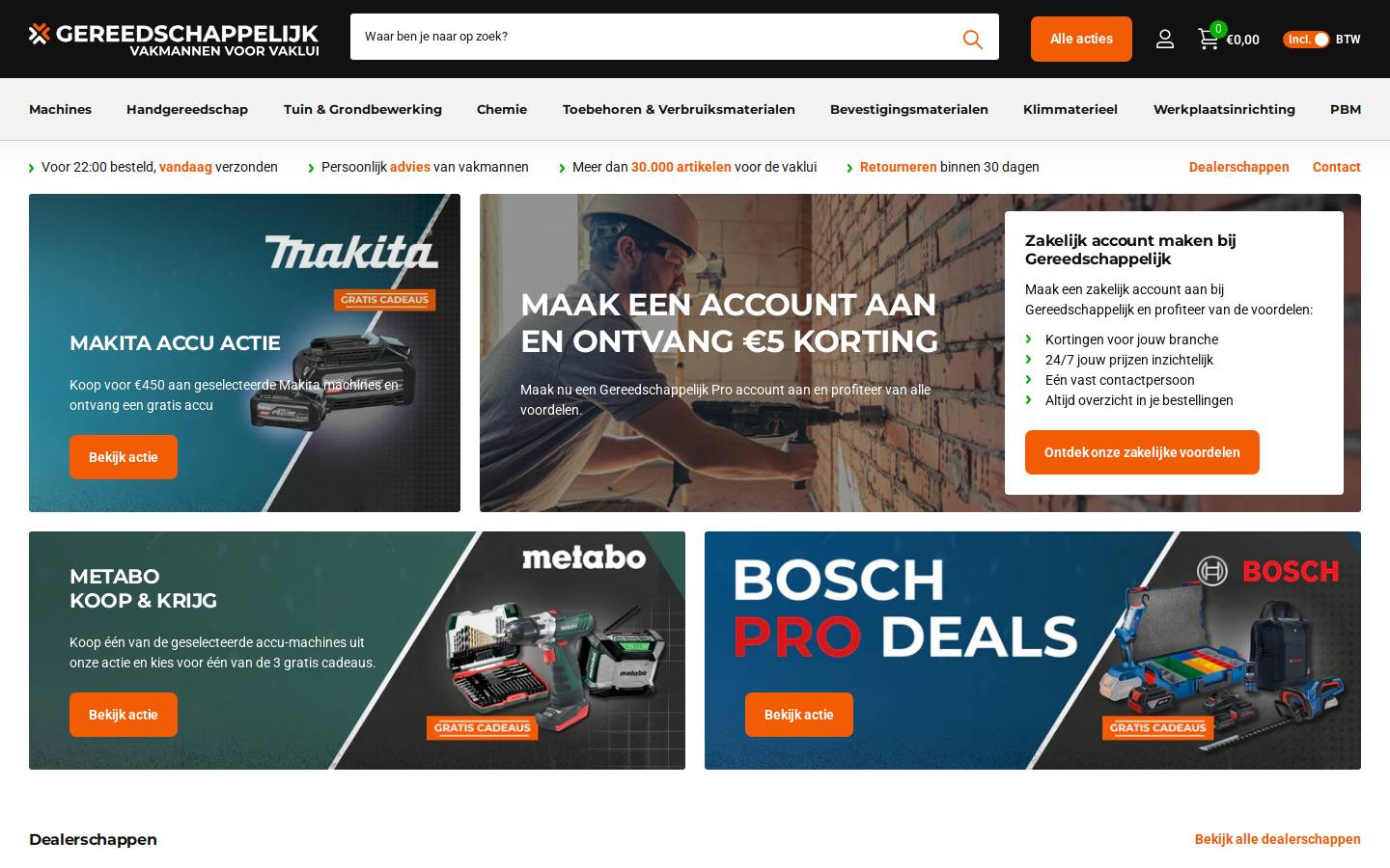 Gereedschappelijk homepage screenshot