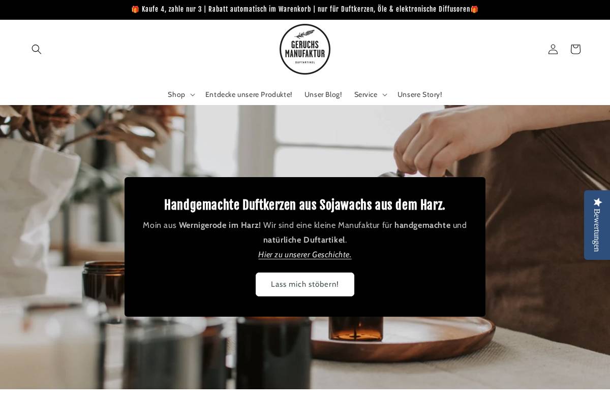 Geruchsmanufaktur homepage screenshot