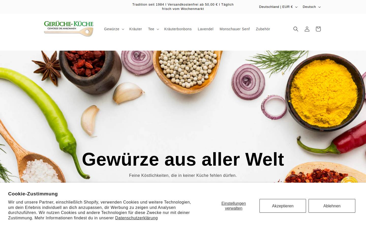 gerueche-kueche.de homepage screenshot