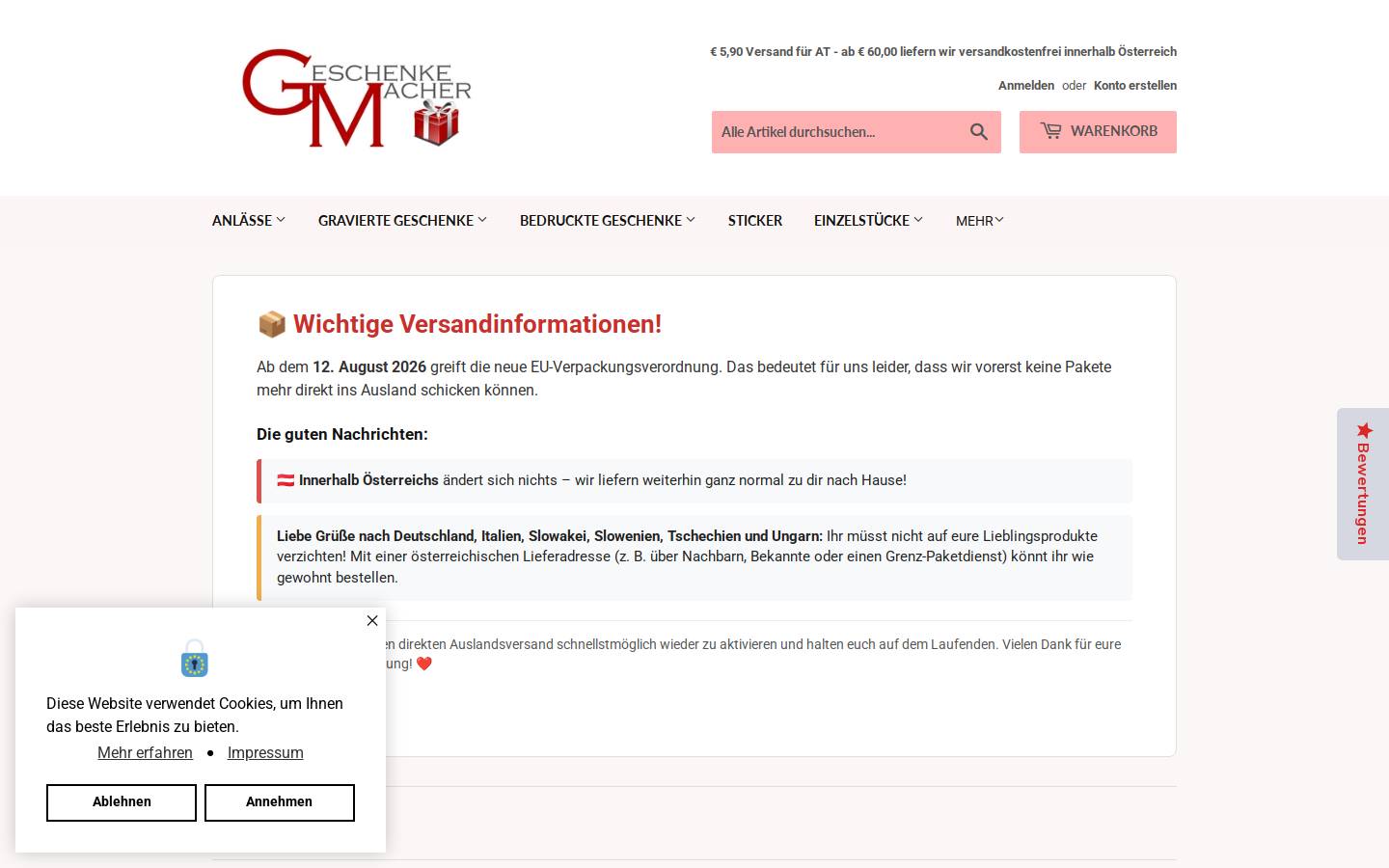 geschenke-macher.de homepage screenshot