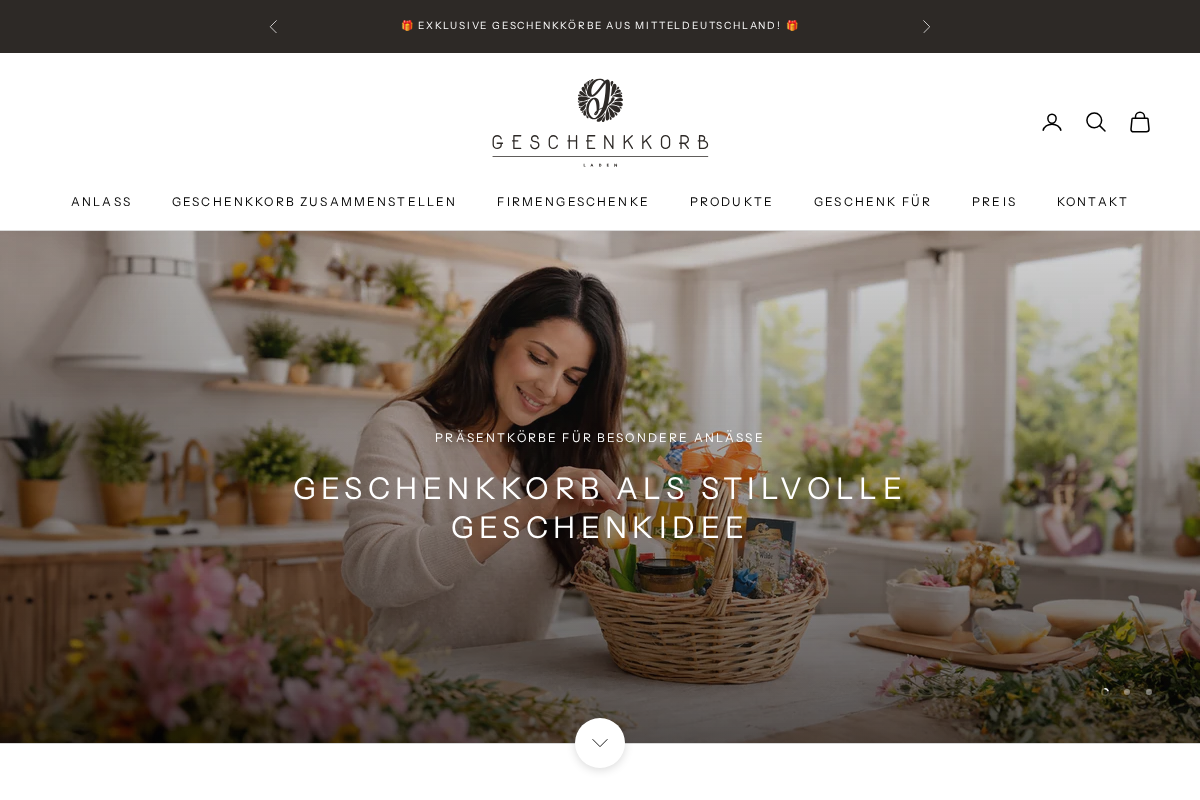 Geschenkkorb Laden homepage screenshot