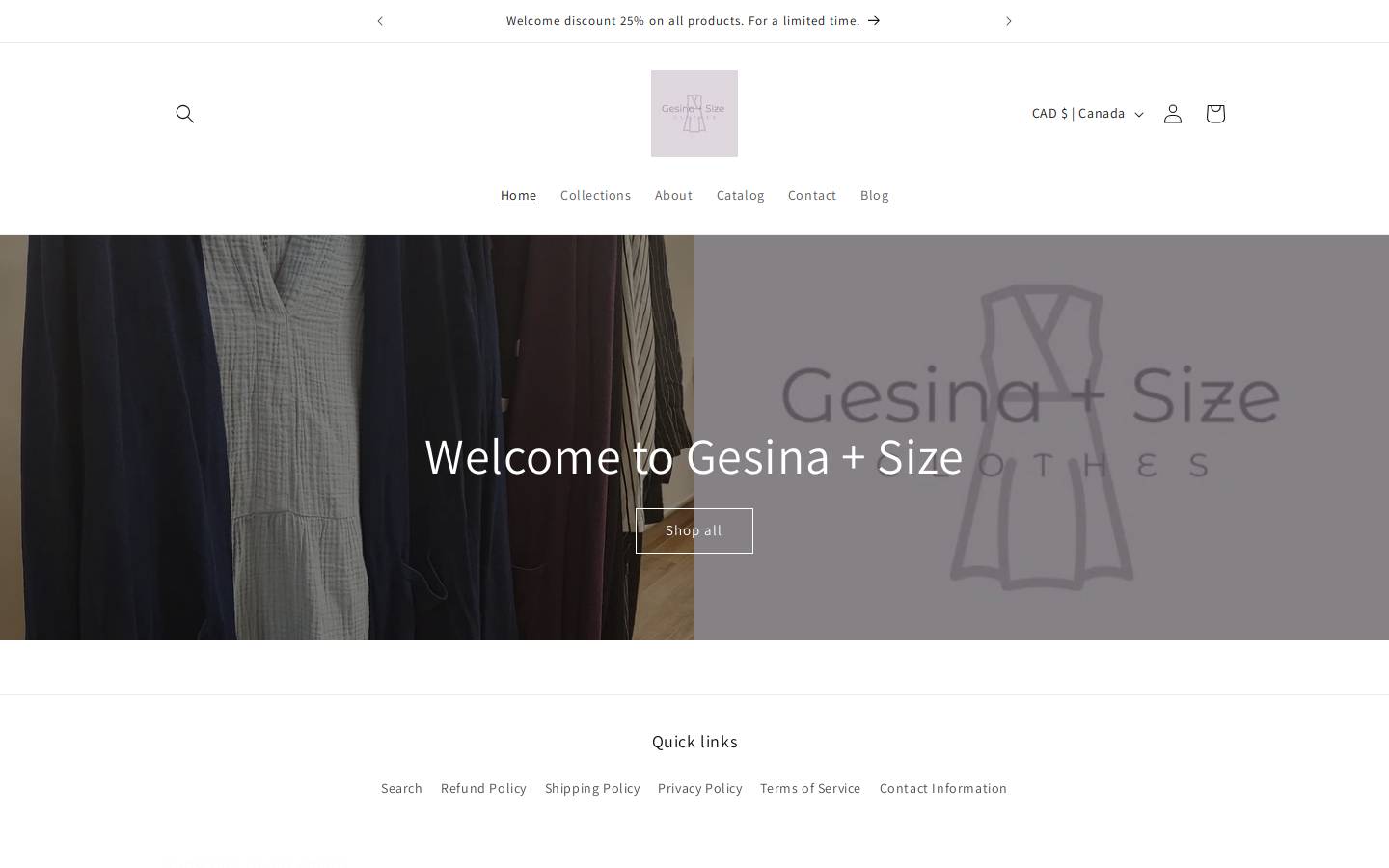gesinaclothes.com homepage screenshot