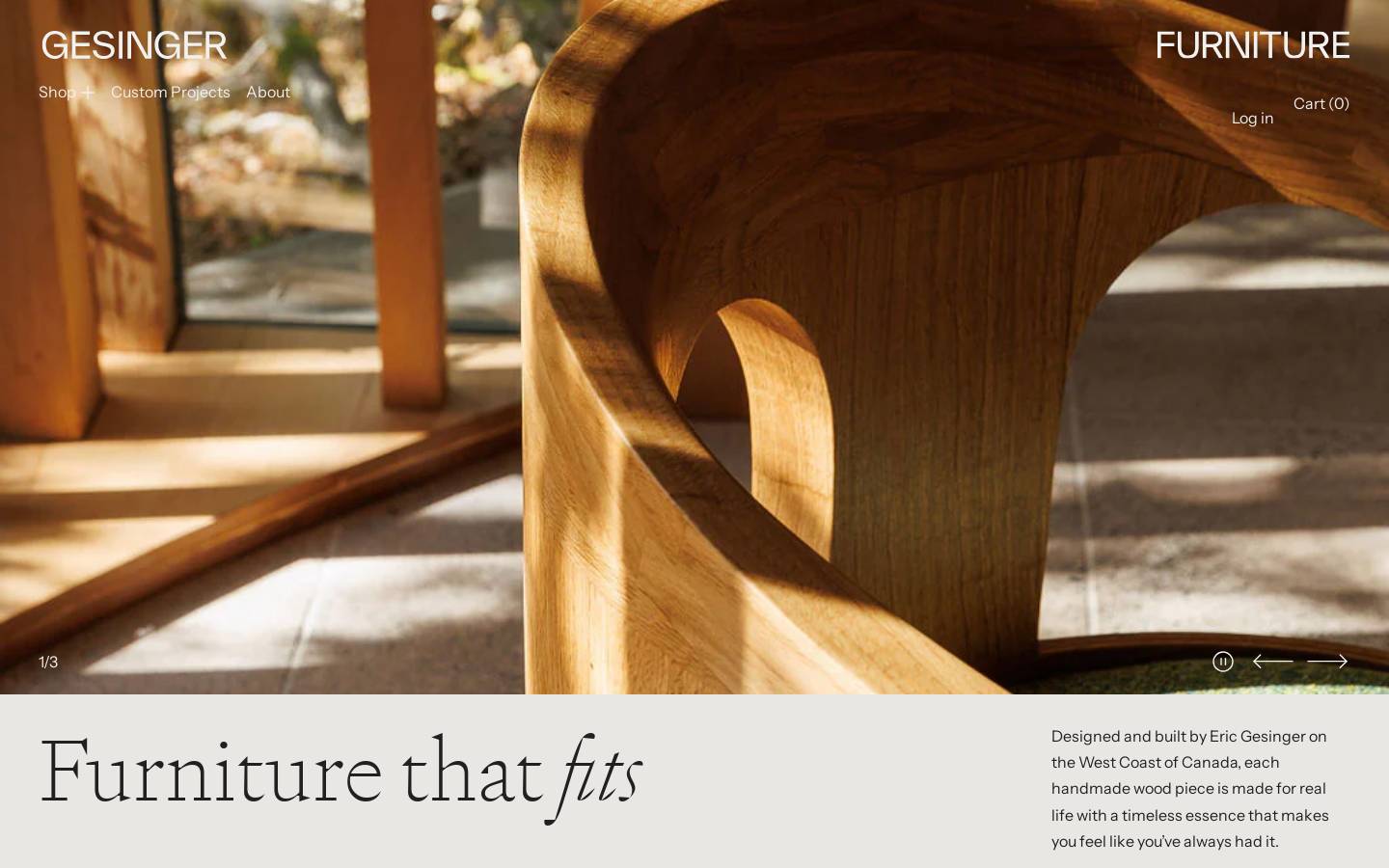 gesingerfurniture.com homepage screenshot