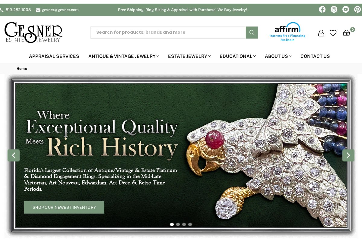 Gesner Estate Jewelry homepage screenshot