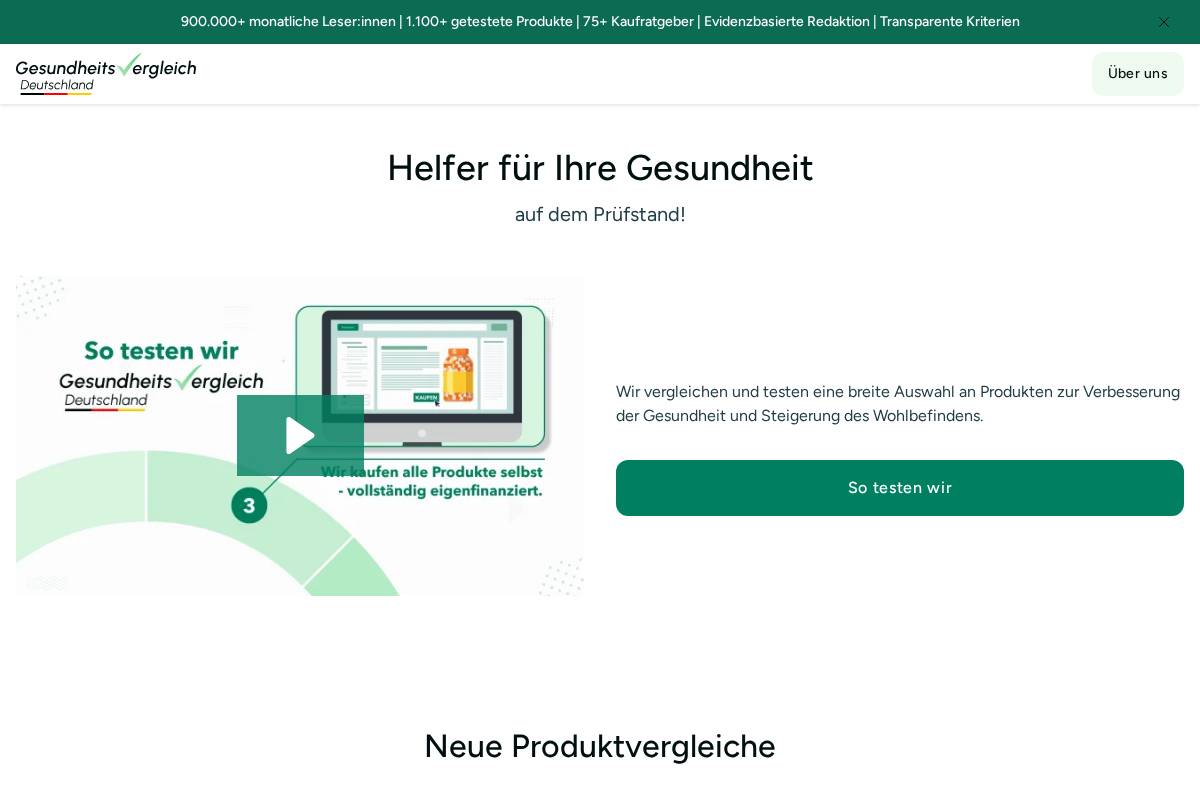 Gesundheitsvergleich Deutschland homepage screenshot