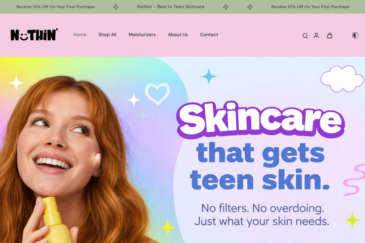 Nothin' homepage screenshot