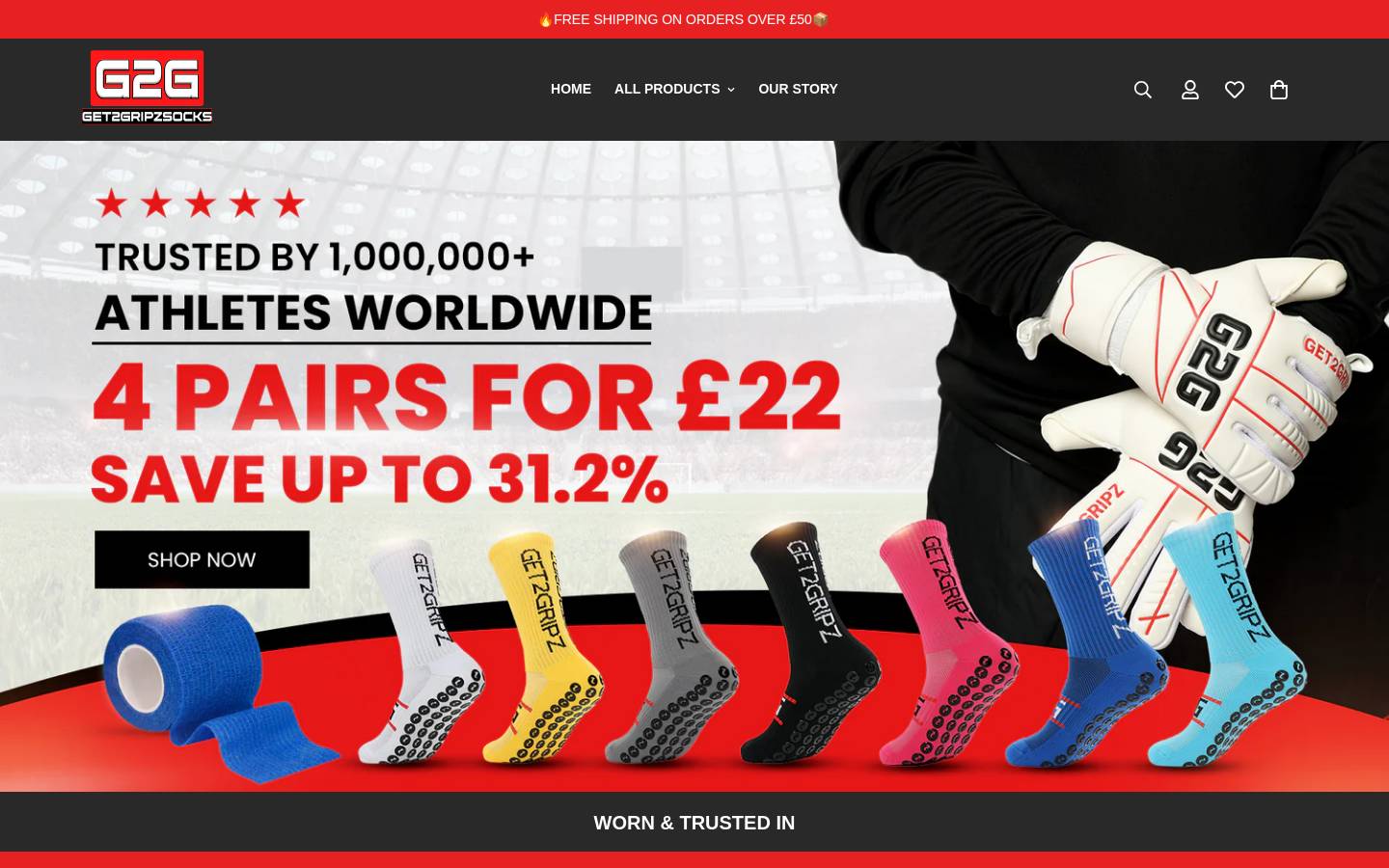 Get2gripzsocks homepage screenshot