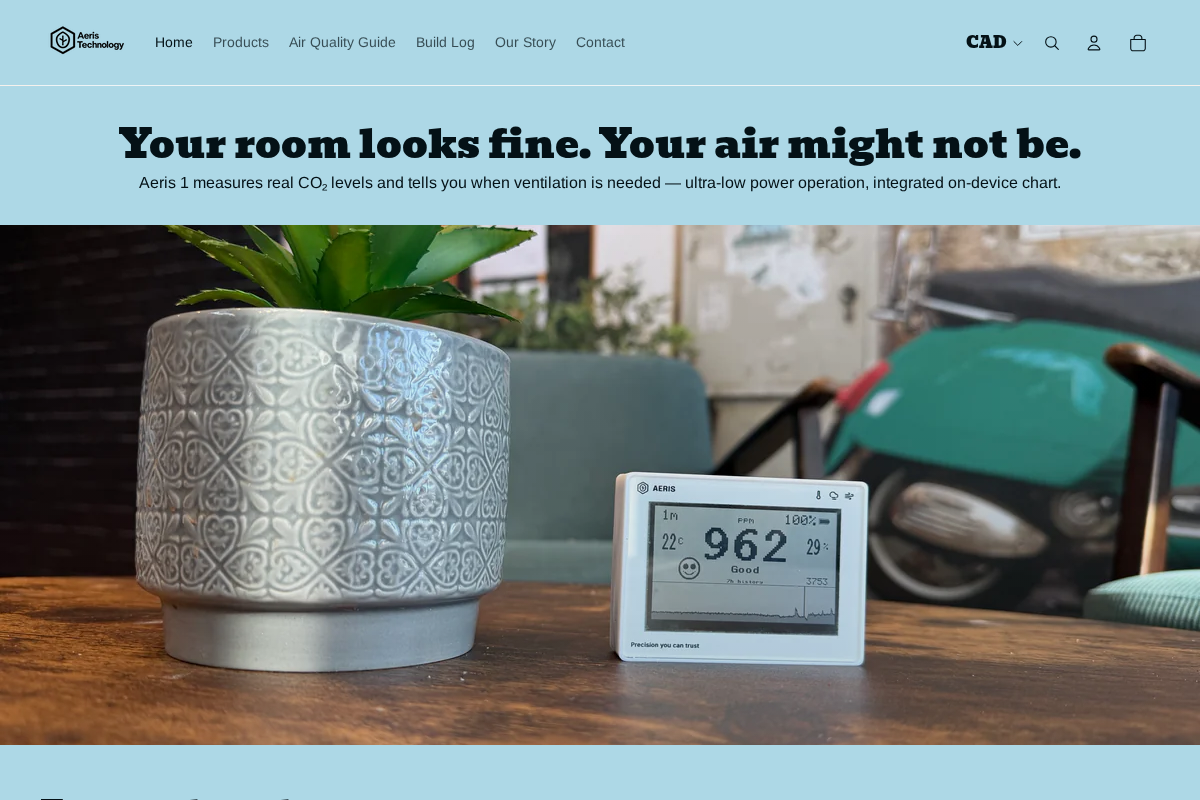 Aeris technology homepage screenshot