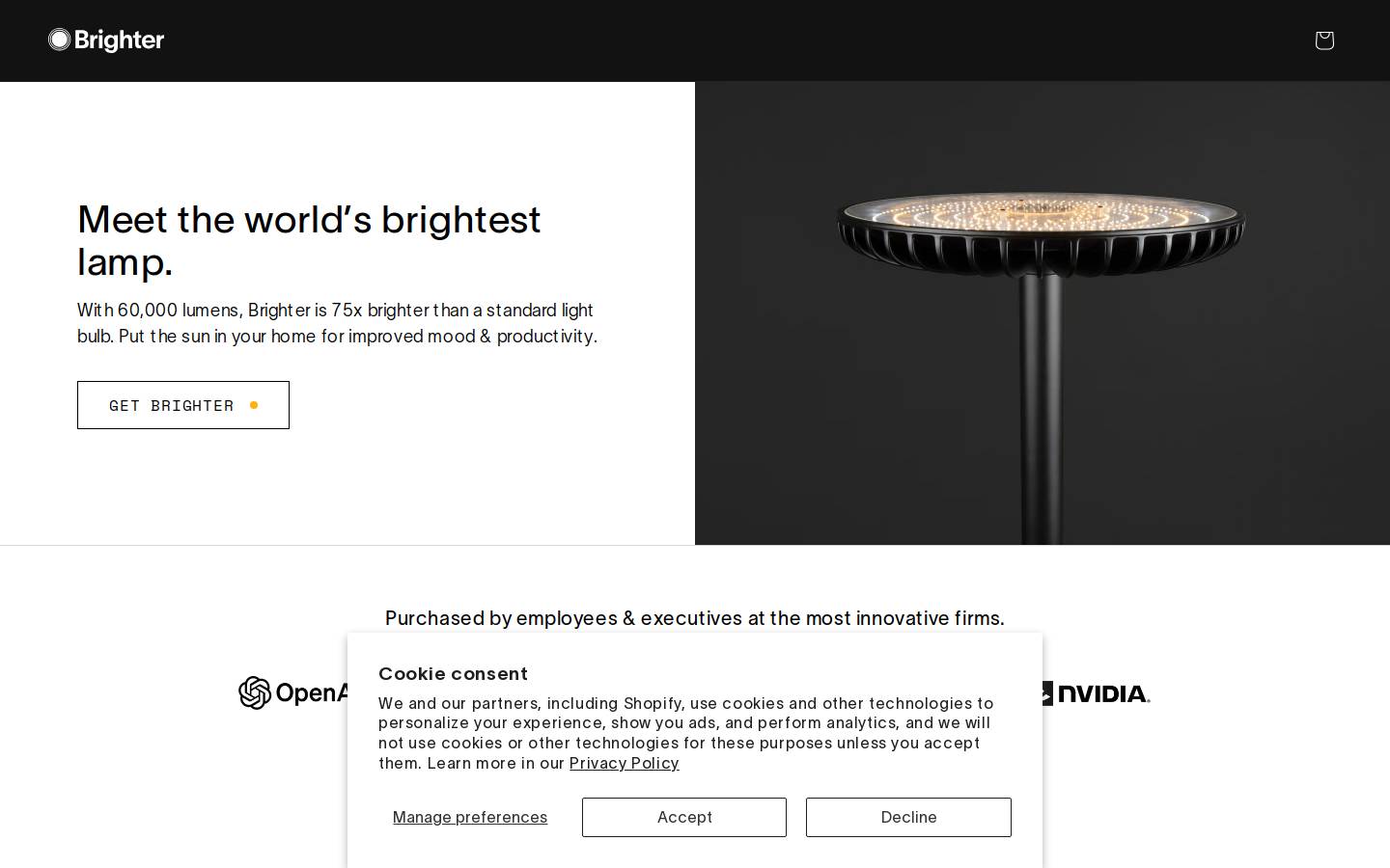 getbrighter.com homepage screenshot