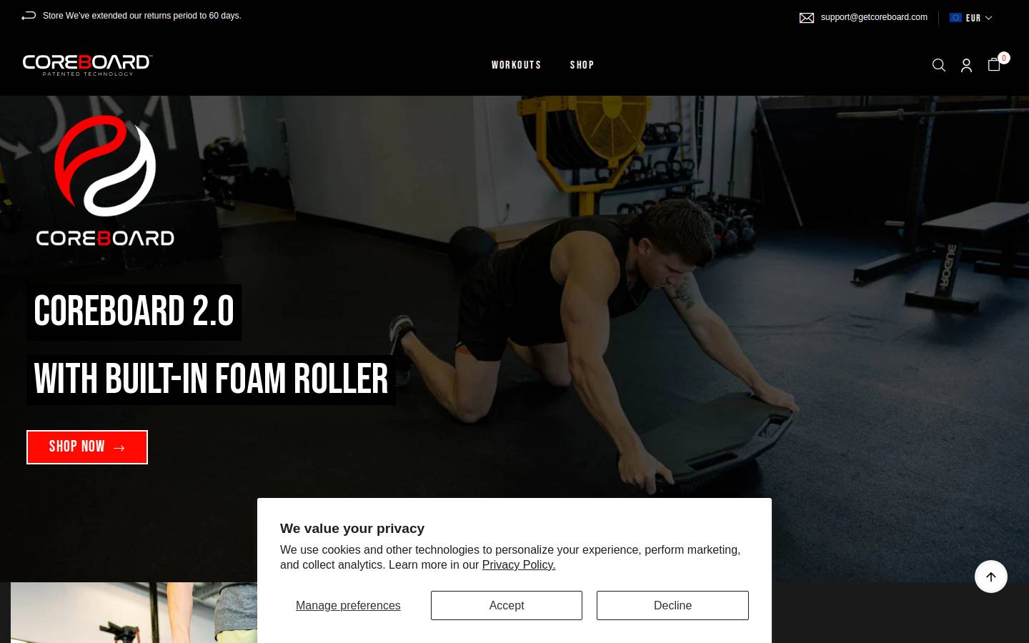 getcorebord.com homepage screenshot