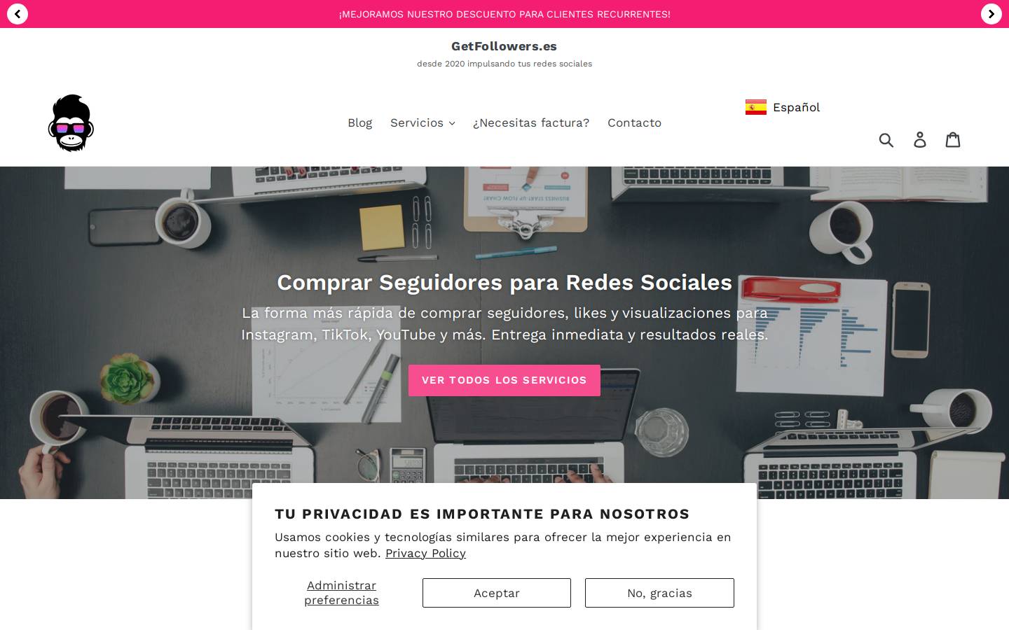 getfollowers.es homepage screenshot