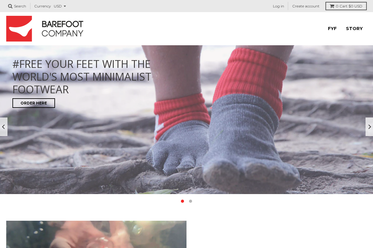 Barefoot Company homepage screenshot