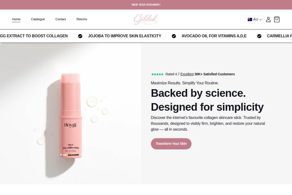 getgilded.store homepage screenshot
