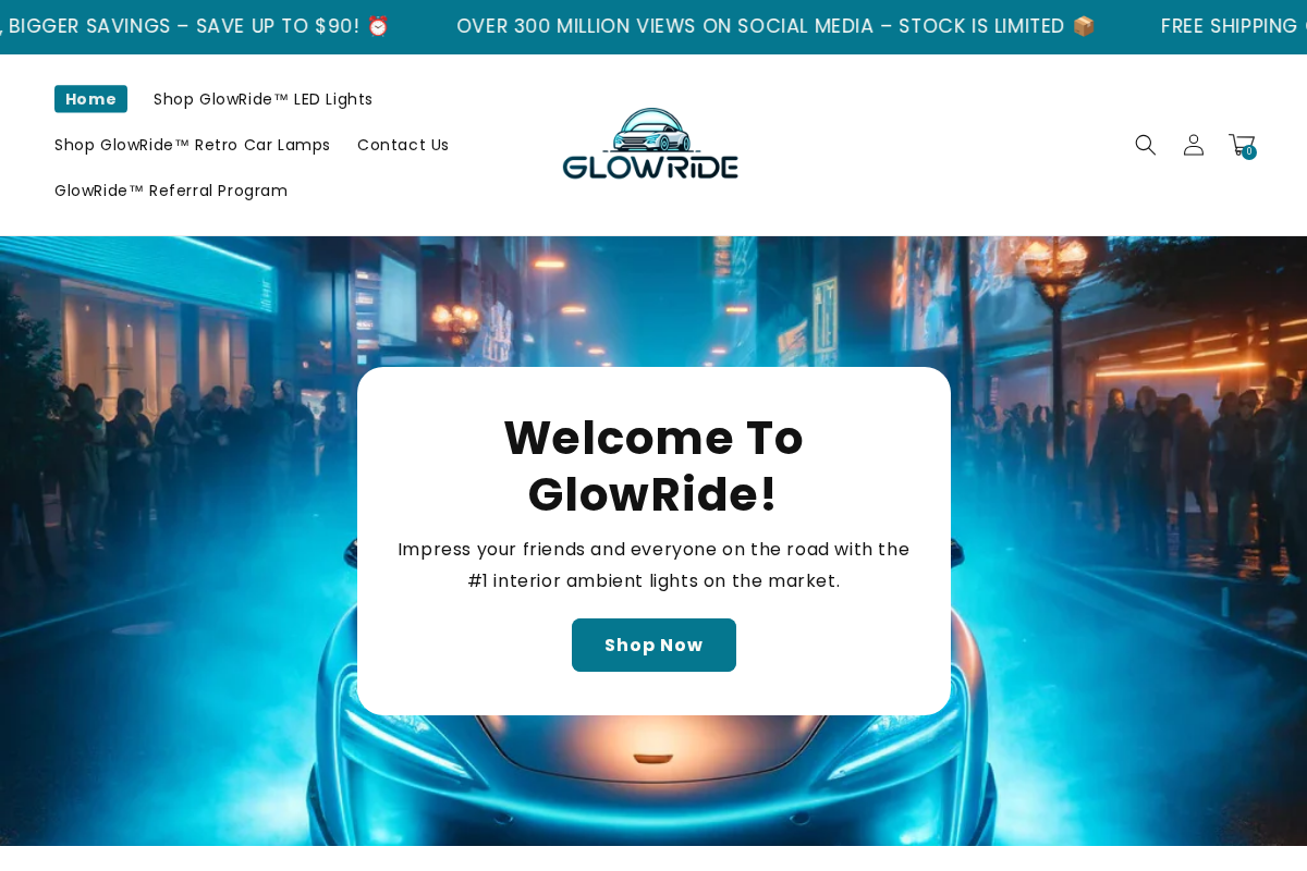 getglowride.com homepage screenshot