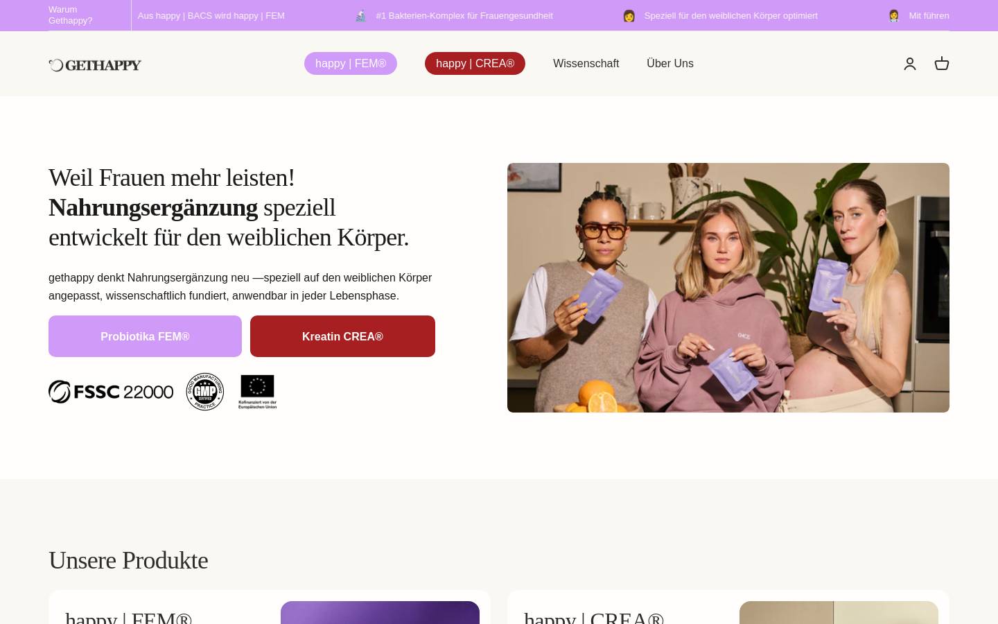 Gethappy homepage screenshot