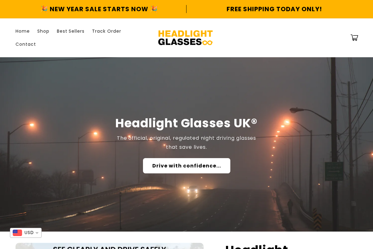 Getheadlightglasses homepage screenshot