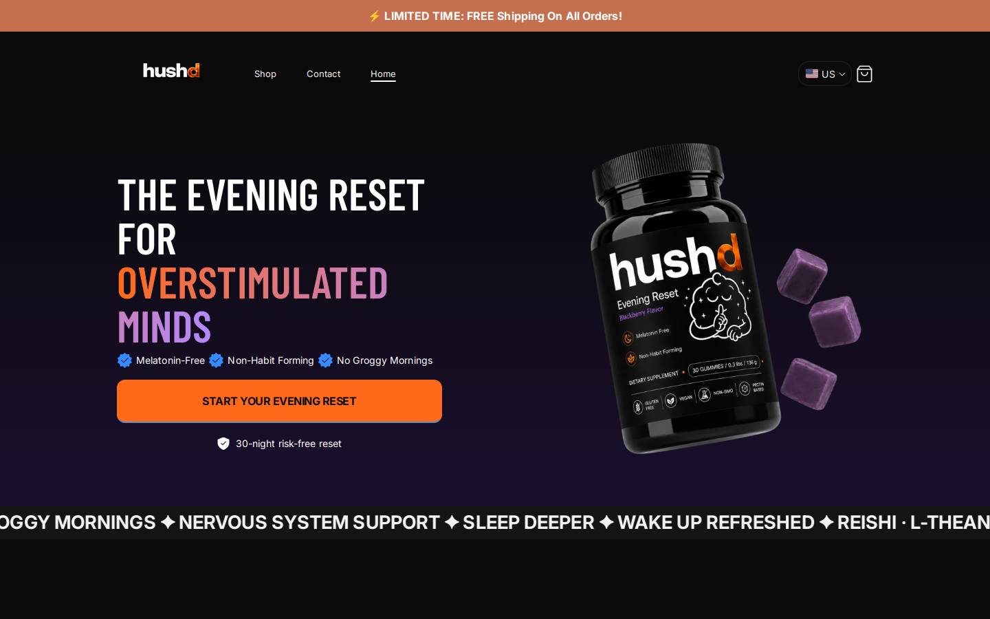 gethushd.store homepage screenshot