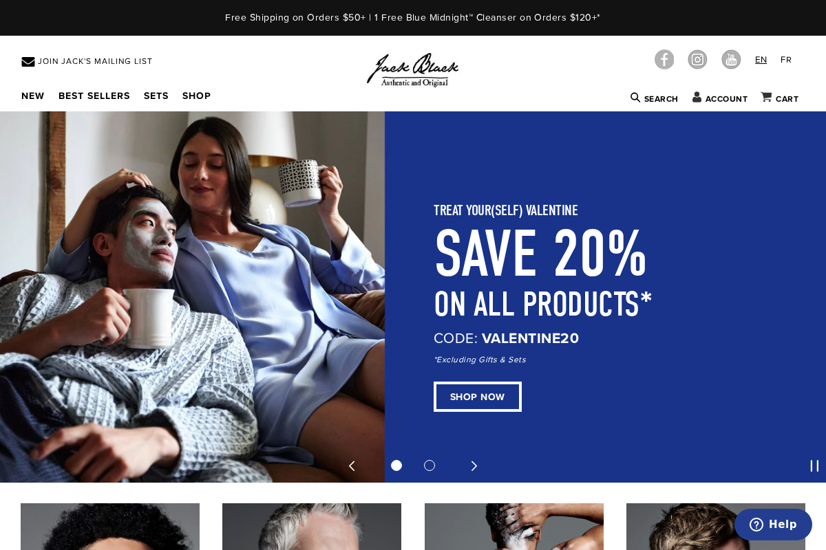 Jack Black Canada homepage screenshot