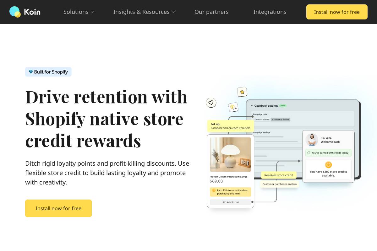 Koin homepage screenshot