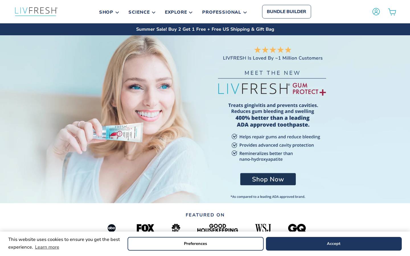LIVFRESH Dental homepage screenshot