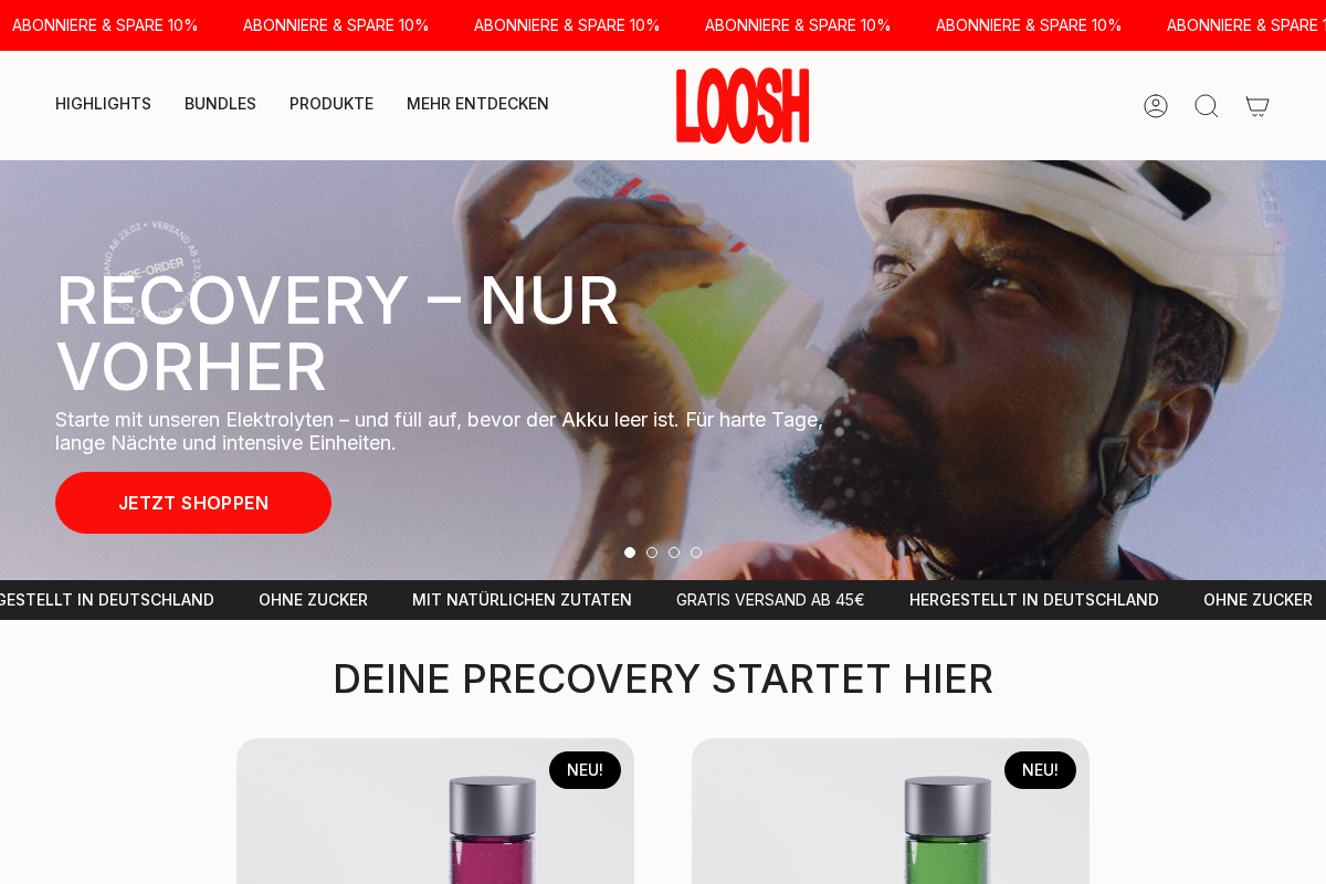 LOOSH® homepage screenshot