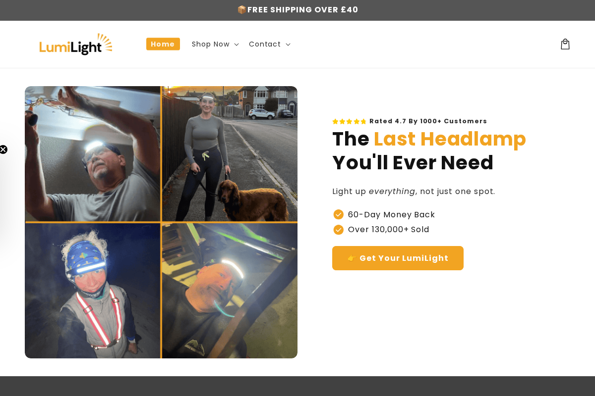 LumiLight homepage screenshot