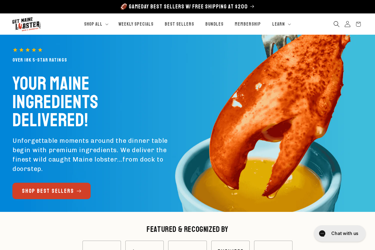 Maine Lobster homepage screenshot