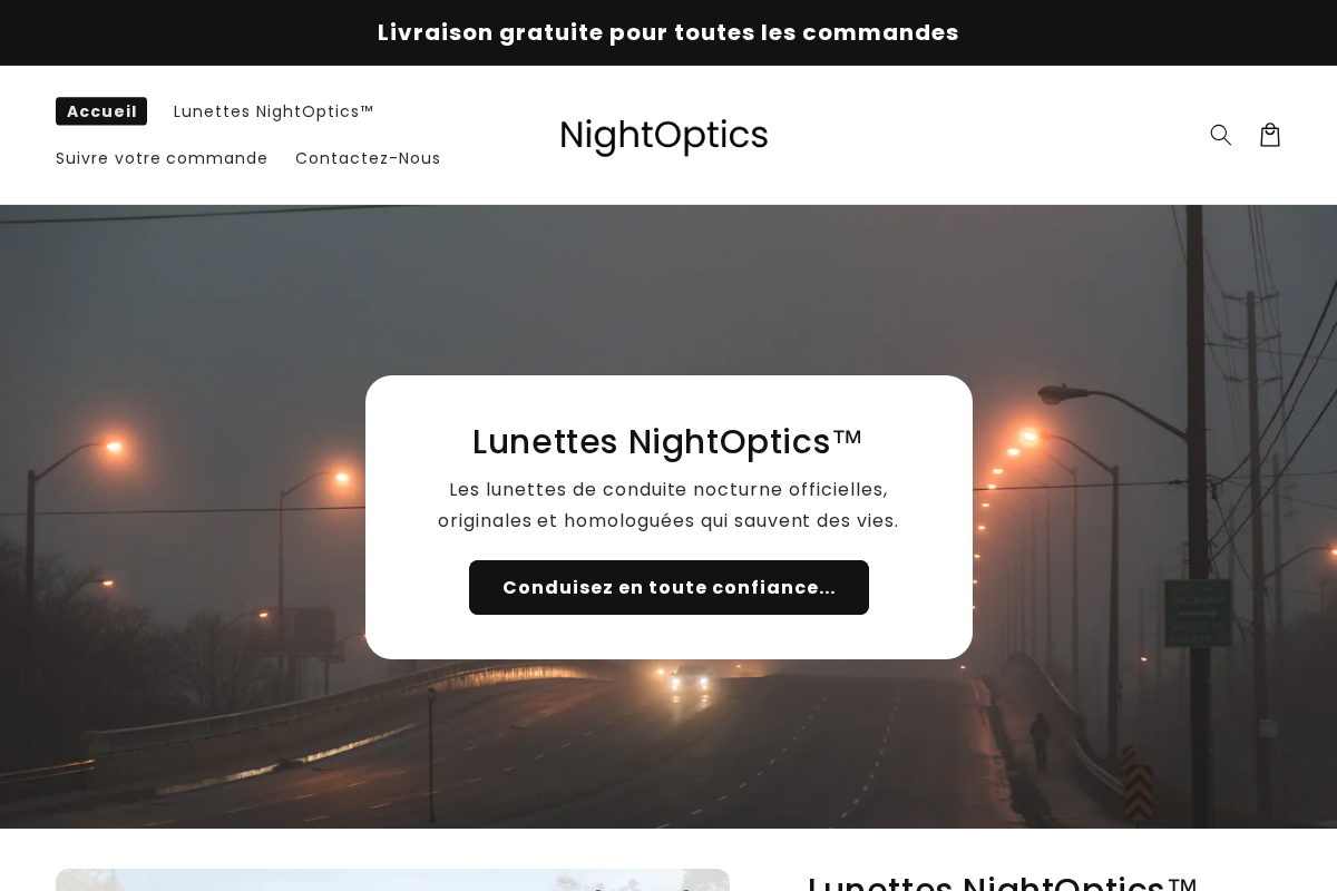 NightOptics homepage screenshot