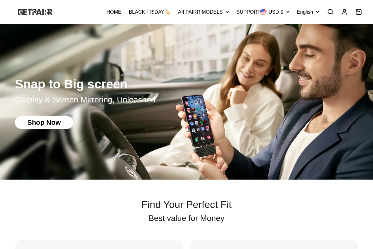 Getpairr homepage screenshot