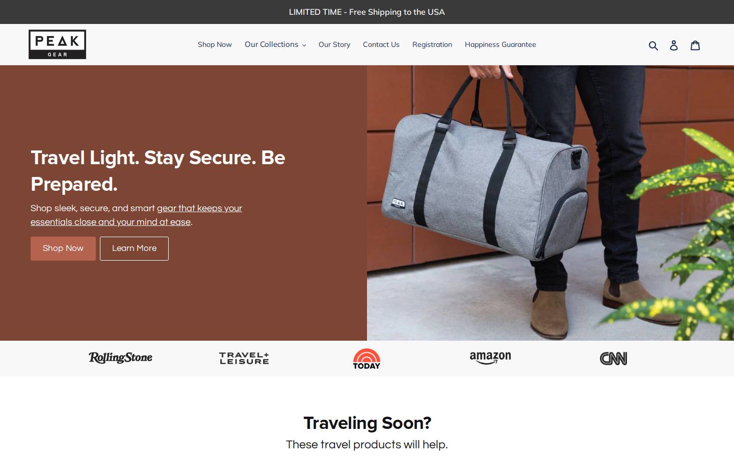 getpeakgear.com homepage screenshot
